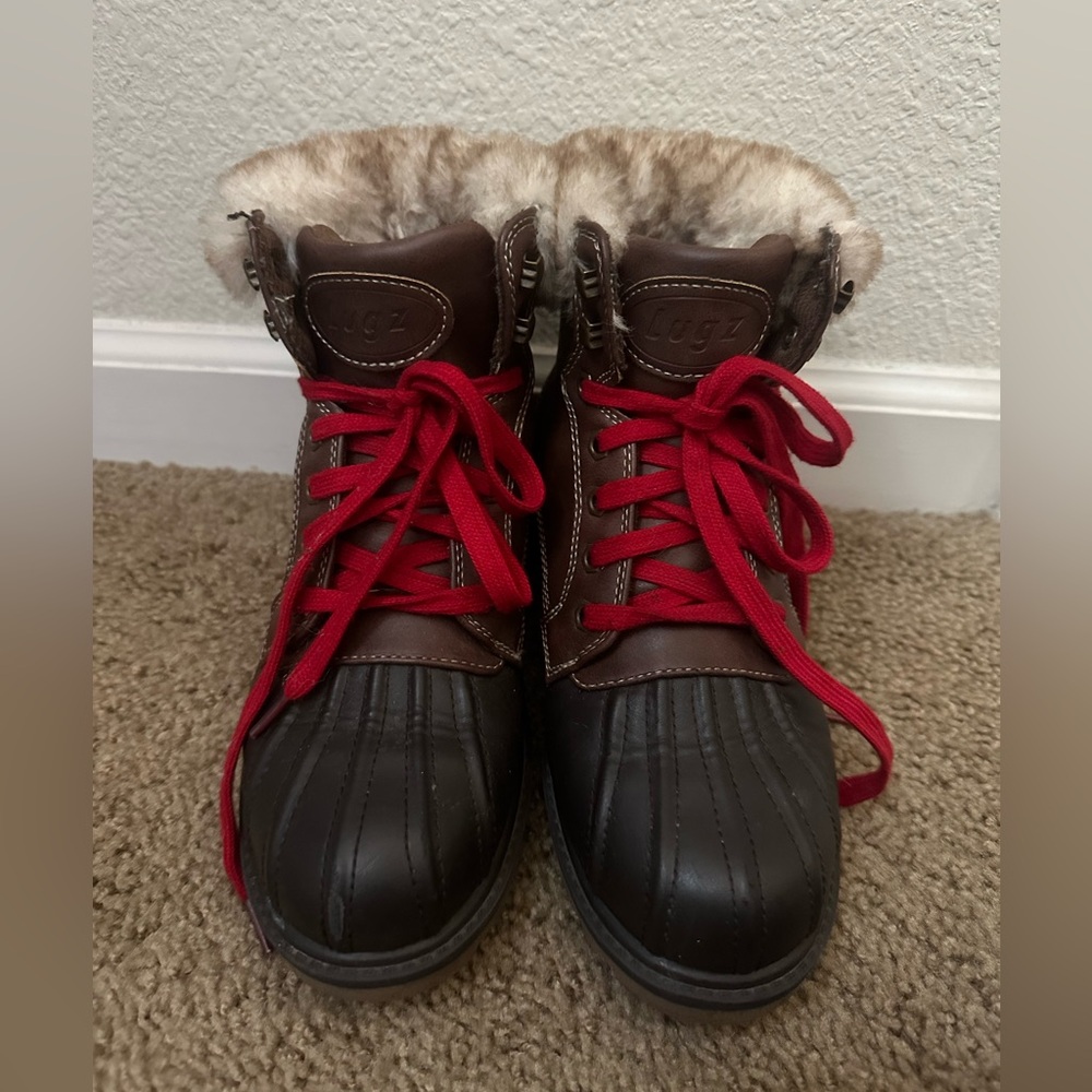 Lugz Mallard Faux Fur Lace-up Boots - Size 8